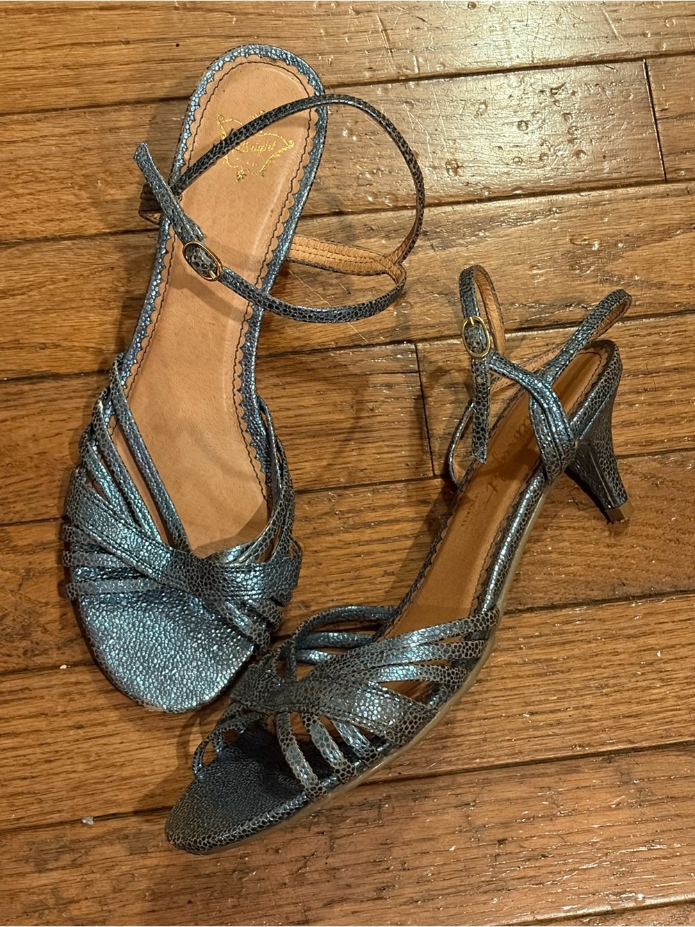 Miss Albright Light Blue Metallic Ankle Strap Buckle Sandals US 8